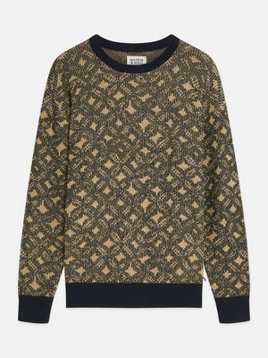 Jacquard Wool-Blend Extra Dropped Shoulder Pullover