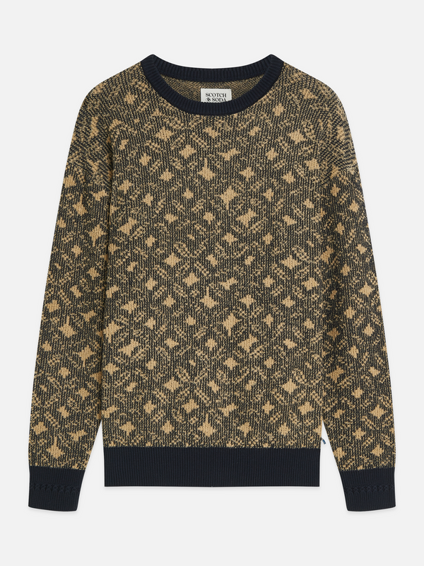 Jacquard Wool-Blend Extra Dropped Shoulder Pullover