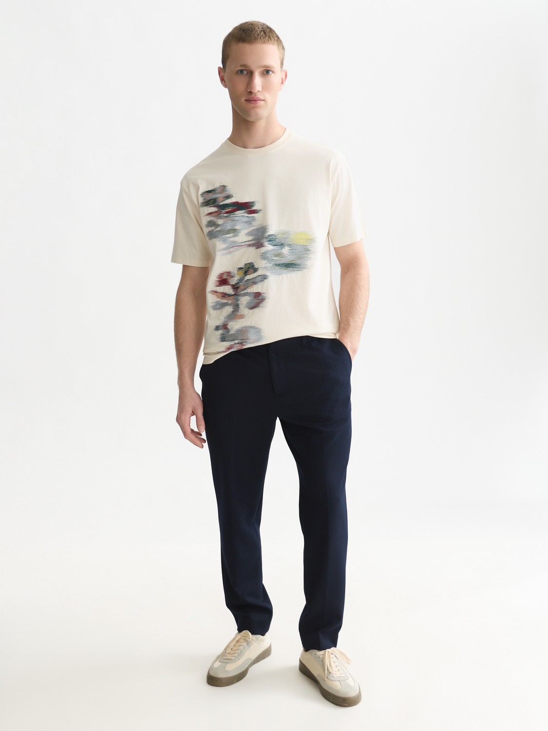 Embroidery Placed Artwork Loose-Fit T-Shirt