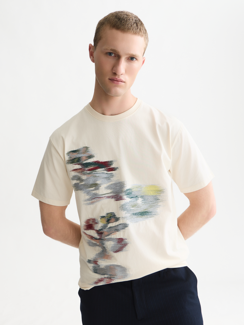 Embroidery Placed Artwork Loose-Fit T-Shirt