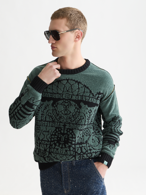 Wool-Blend Jacquard Knit Pullover