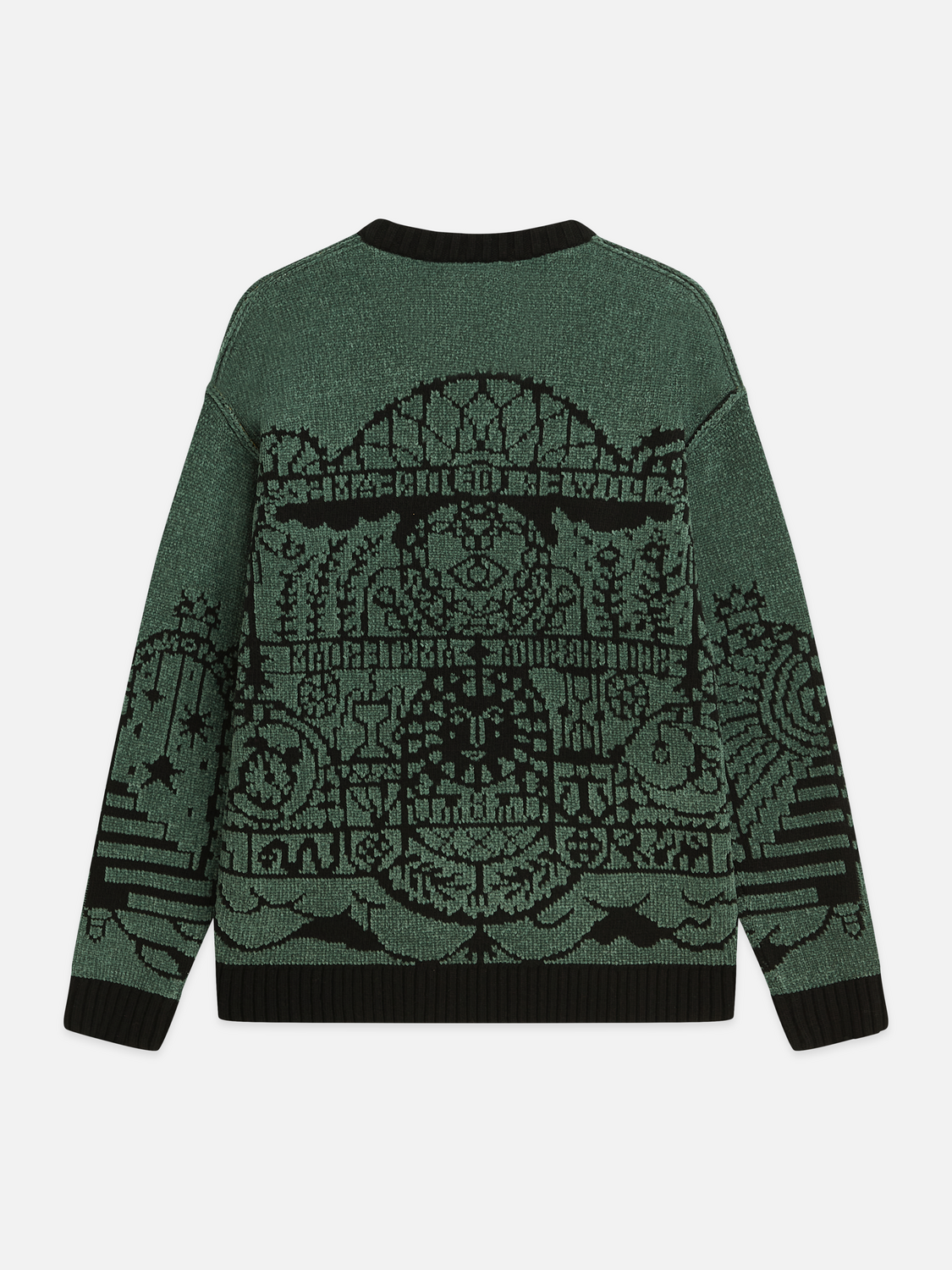 Chenille Jacquard Wool-Blend Dropped Shoulder Pullover