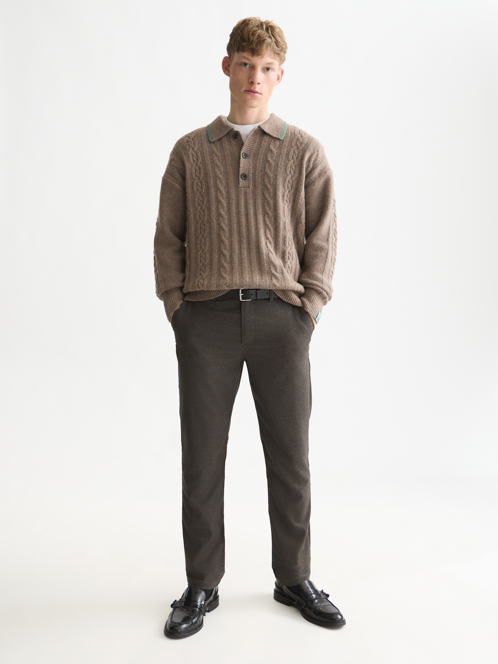 Stuart mini yarn-dyed cotton-wool blend chino