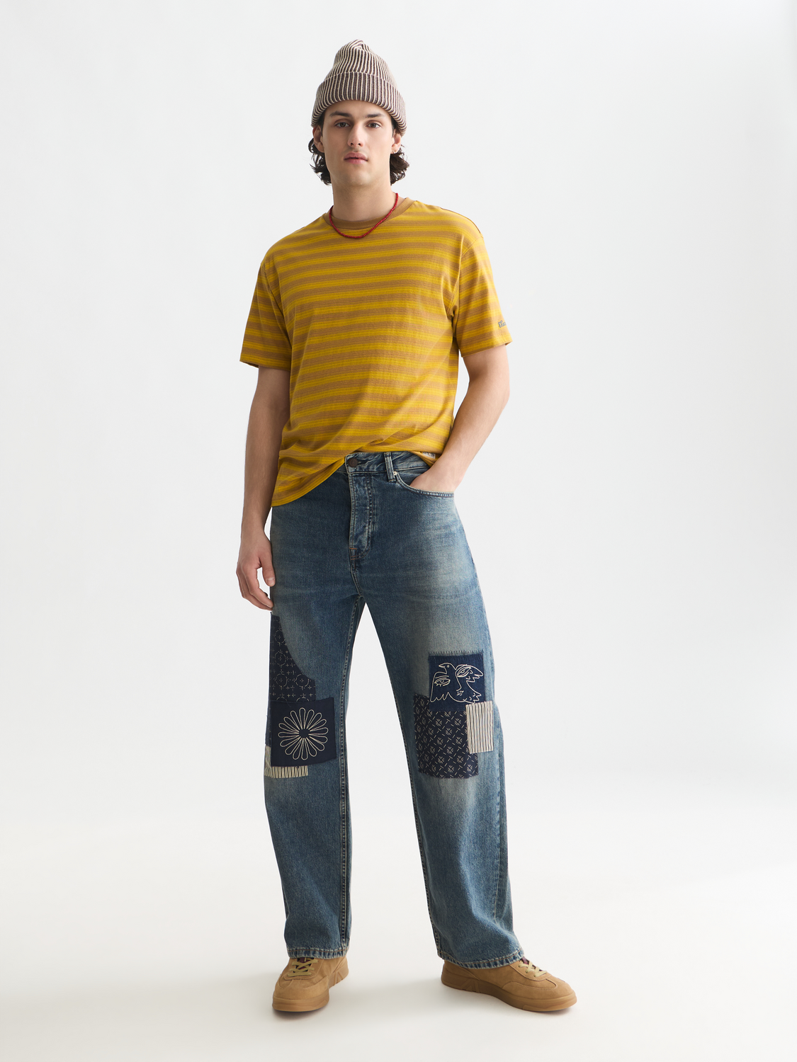 Jacquard Striped Relaxed-Fit T-Shirt