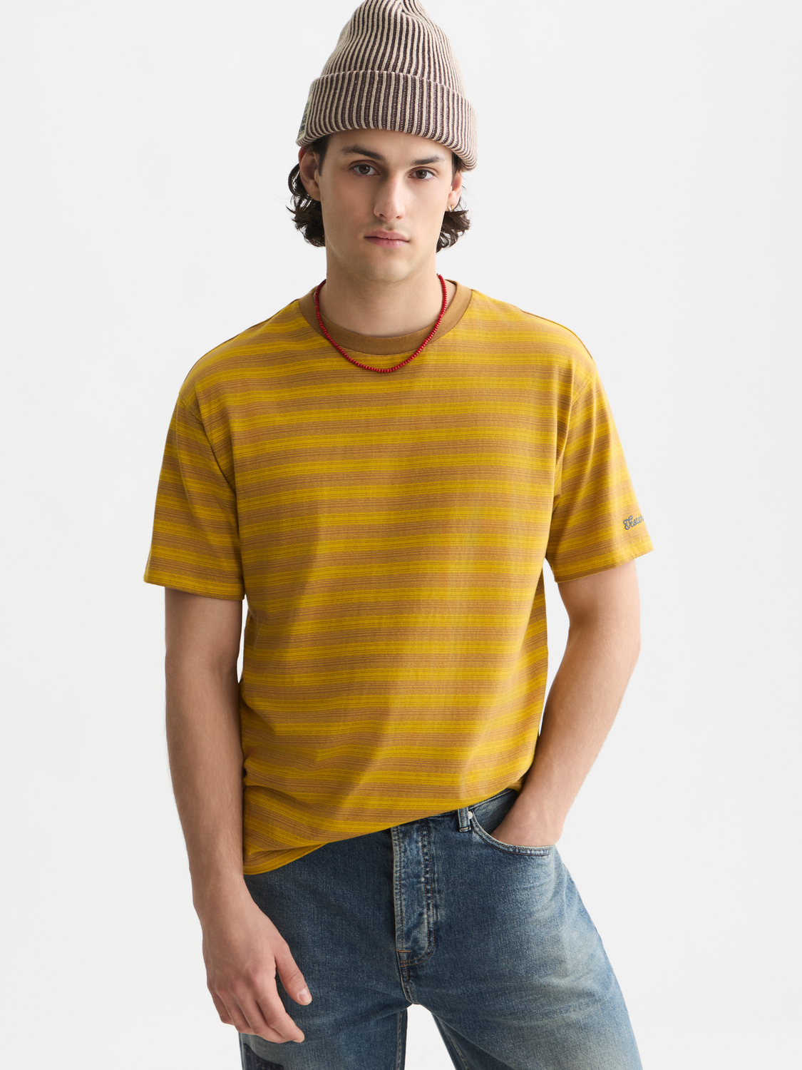 Jacquard Striped Relaxed-Fit T-Shirt