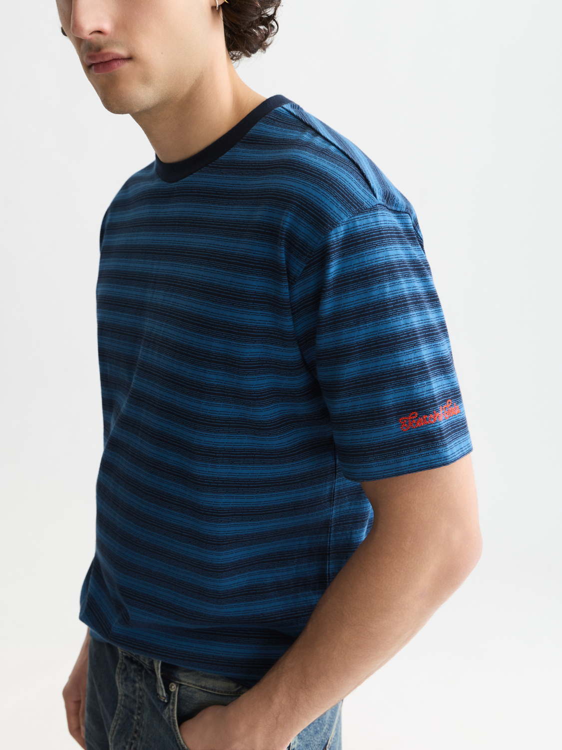 Jacquard Striped Relaxed-Fit T-Shirt