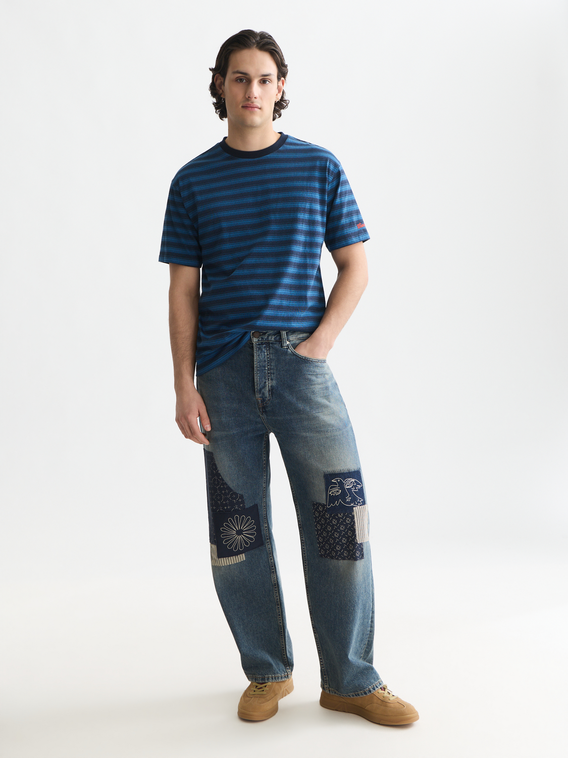 Jacquard Striped Relaxed-Fit T-Shirt