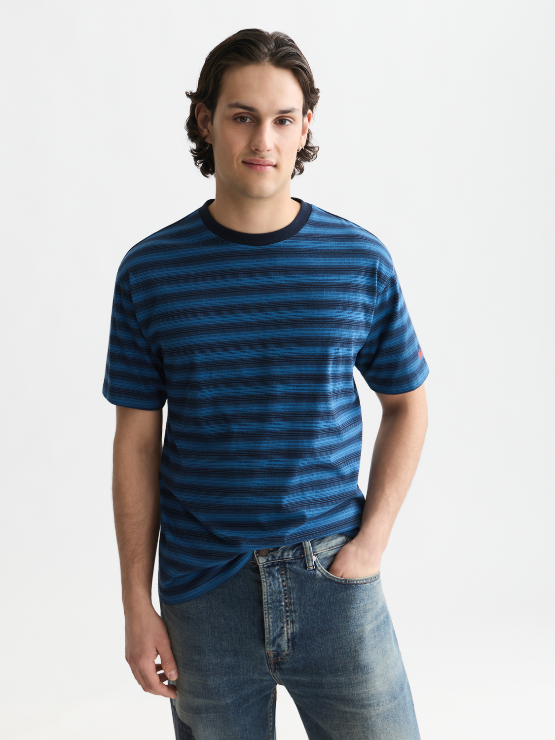 Jacquard Striped Relaxed-Fit T-Shirt