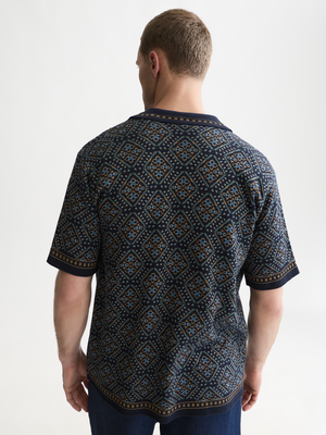Chemise à manches courtes en maille jacquard