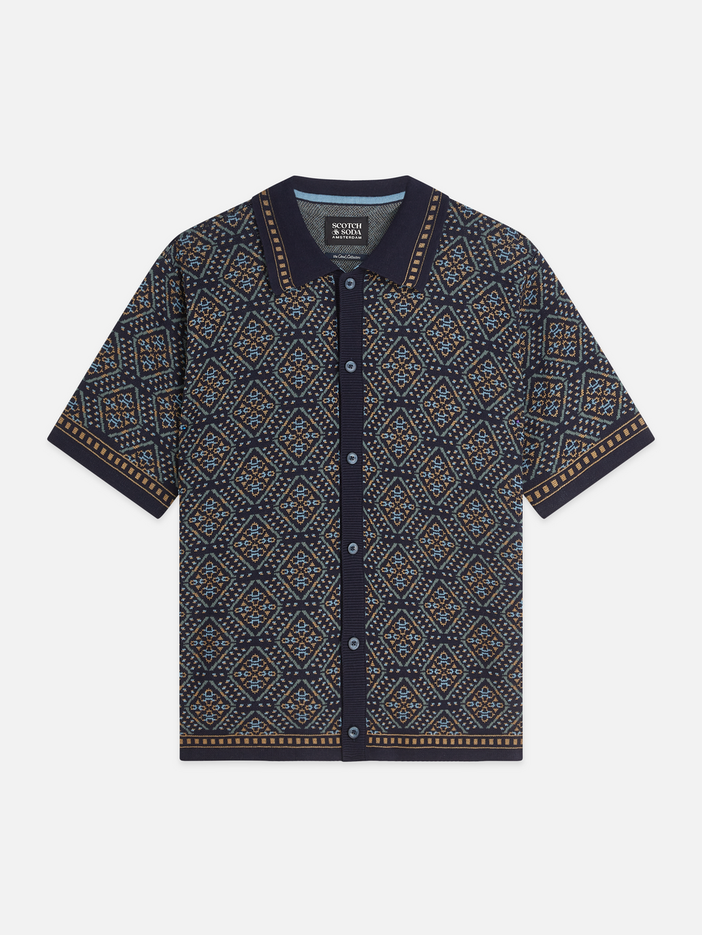 Jacquard Knitted Short Sleeved Shirt
