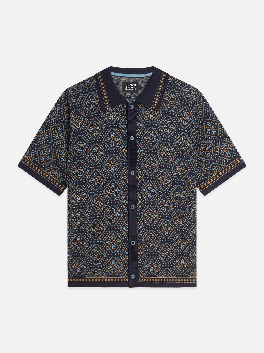 Jacquard Knitted Short Sleeved Shirt