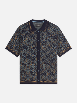 Chemise à manches courtes en maille jacquard