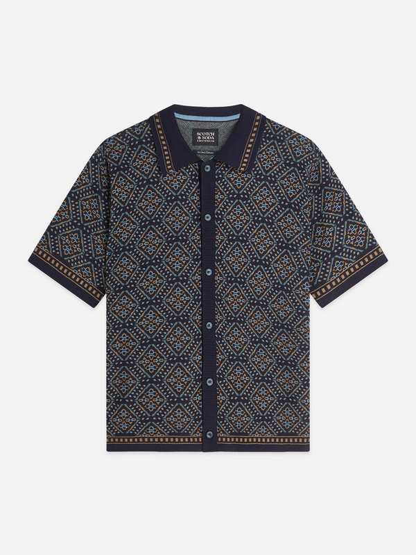 Chemise à manches courtes en maille jacquard