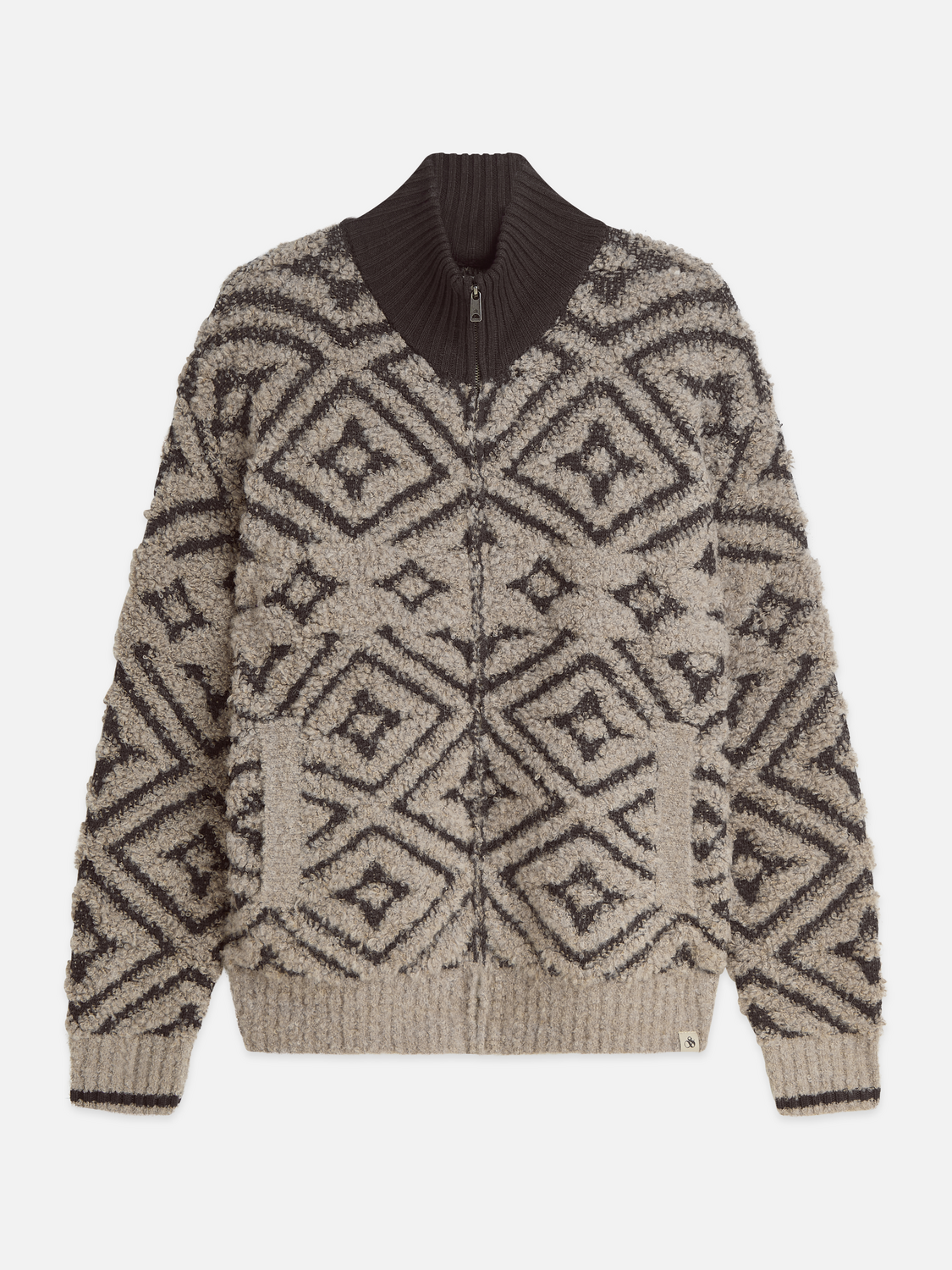 Jacquard Wool-Blend Relaxed-Fit Zip-Through Pullover