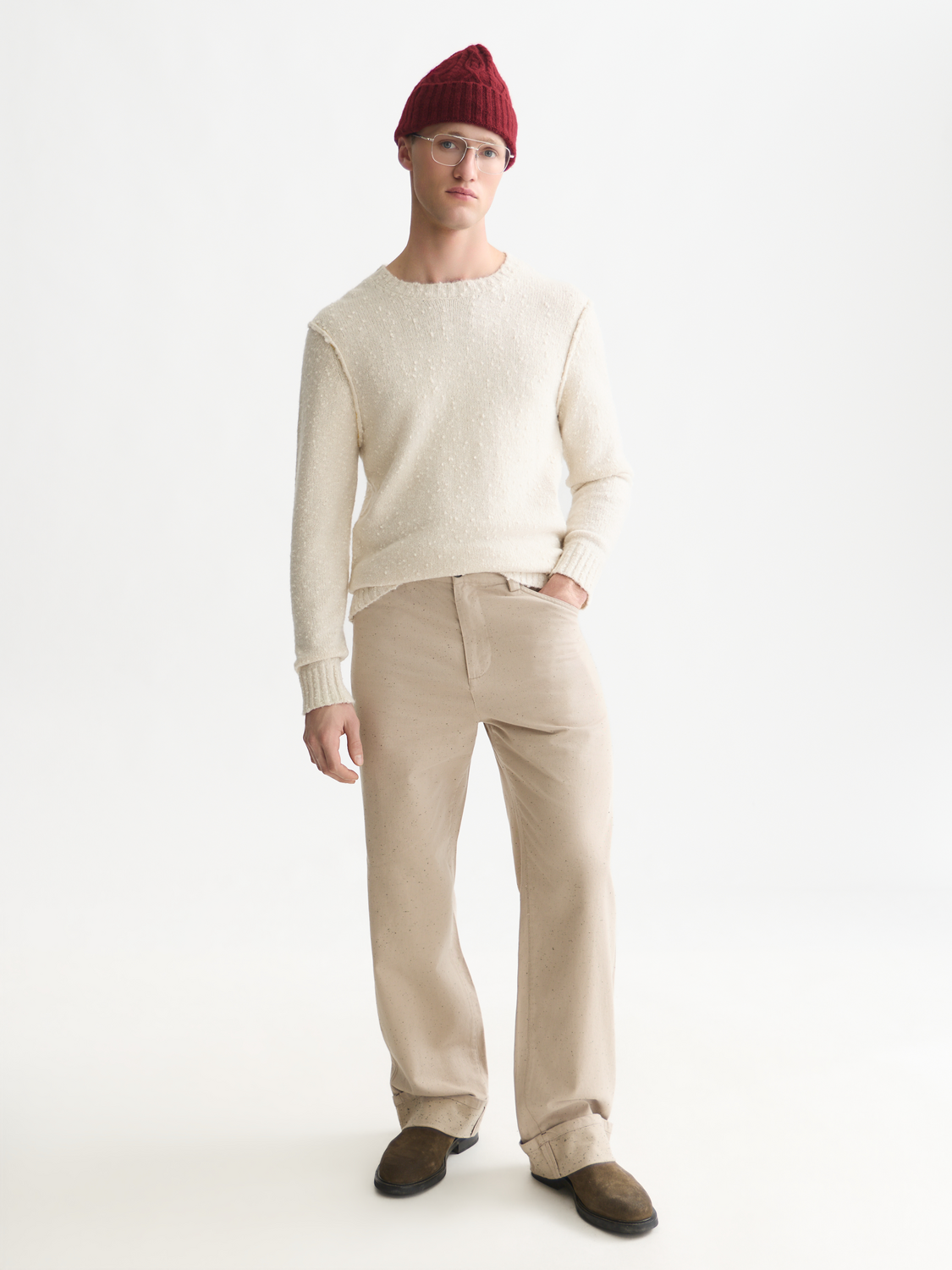 Bouclé Mélange Wool-Alpaca-Blend Regular-Fit Pullover