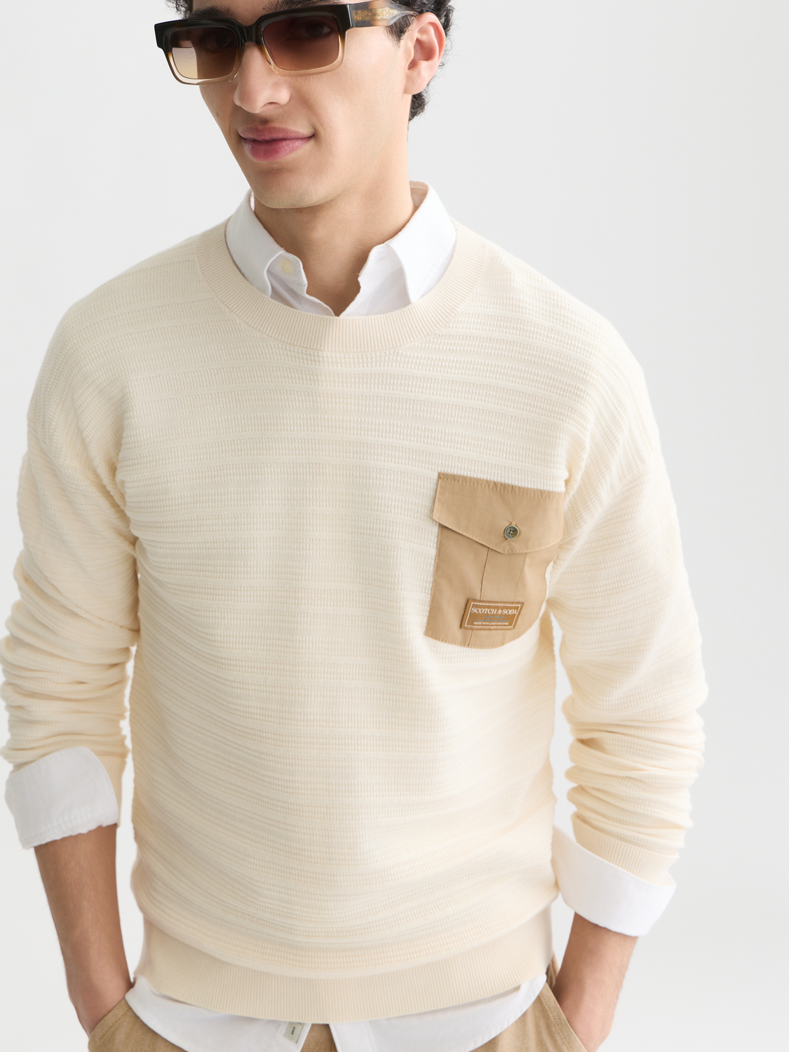 Structured Chest Pocket Relaxed-Fit Pullover