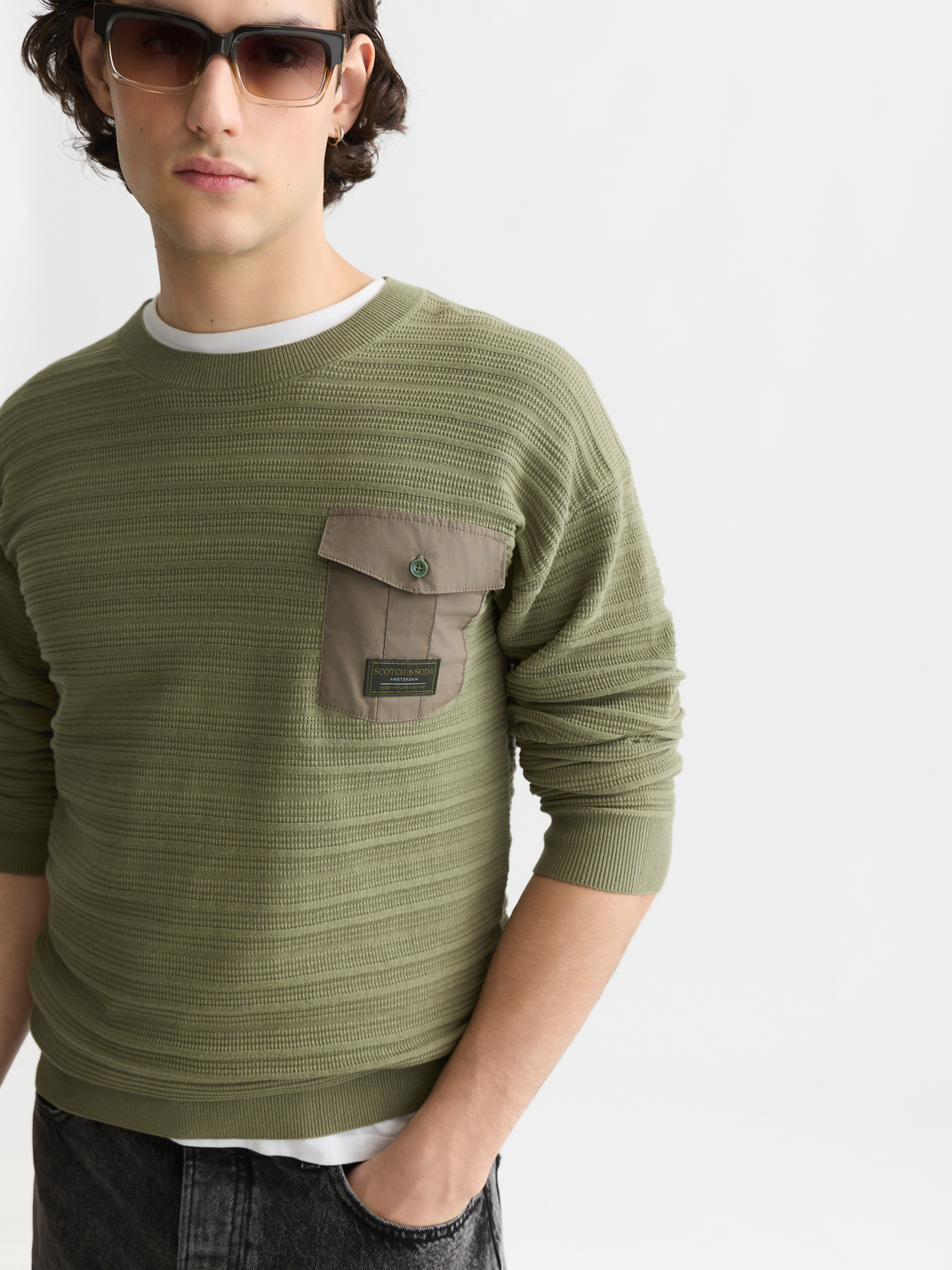 Structured Chest Pocket Relaxed-Fit Pullover
