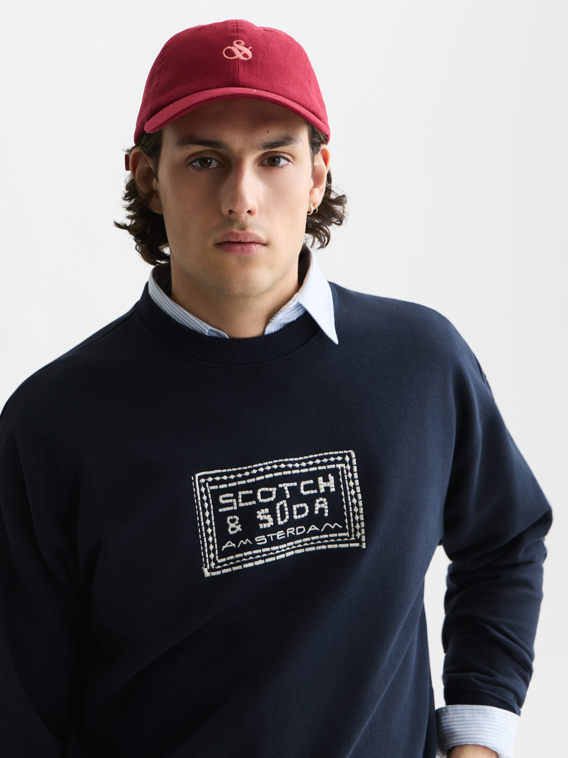 Front Embroidered Artwork Relaxed-Fit Sweatshirt