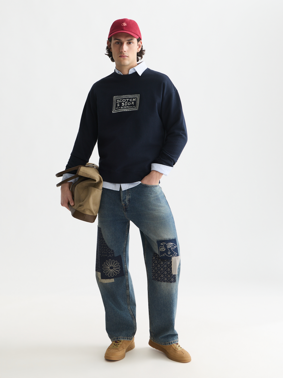 Front Embroidered Artwork Relaxed-Fit Sweatshirt