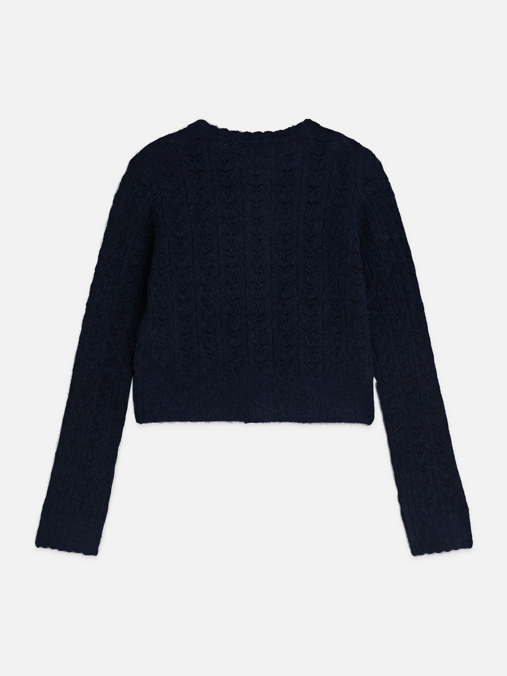 Pointelle Crew Neck Cardigan