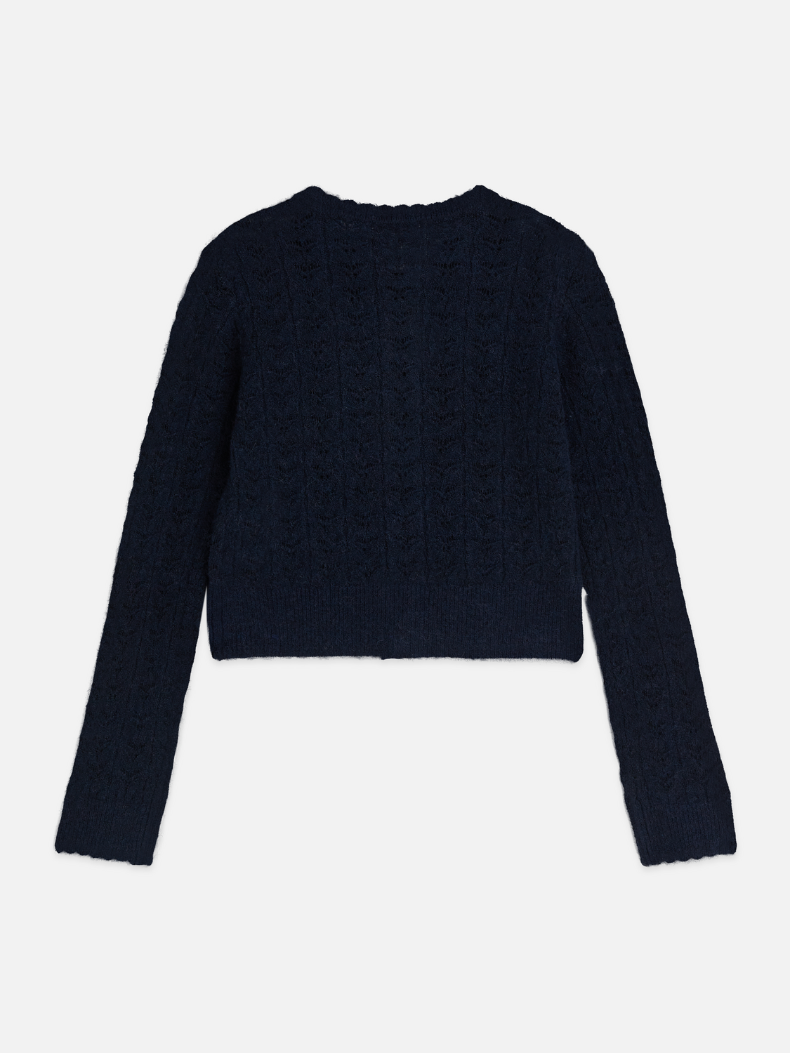 Pointelle Crew Neck Cardigan