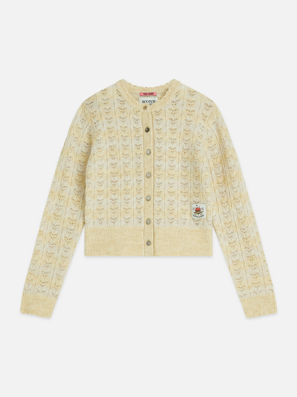 Girls' Pointelle Crew Neck Cardigan