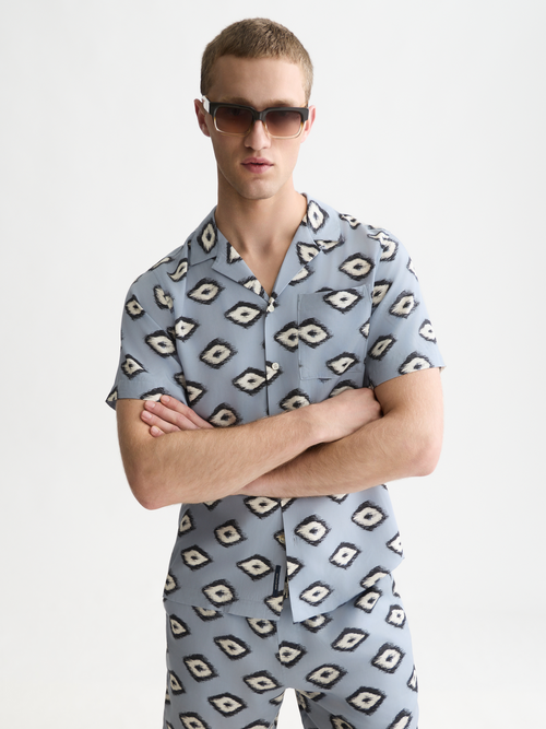 Viscose Printed Short Sleeved Regular-Fit Shirt
