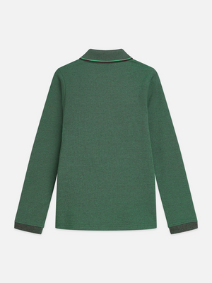 Langärmeliges Poloshirt mit kontrastierendem Kragen und normaler Passform