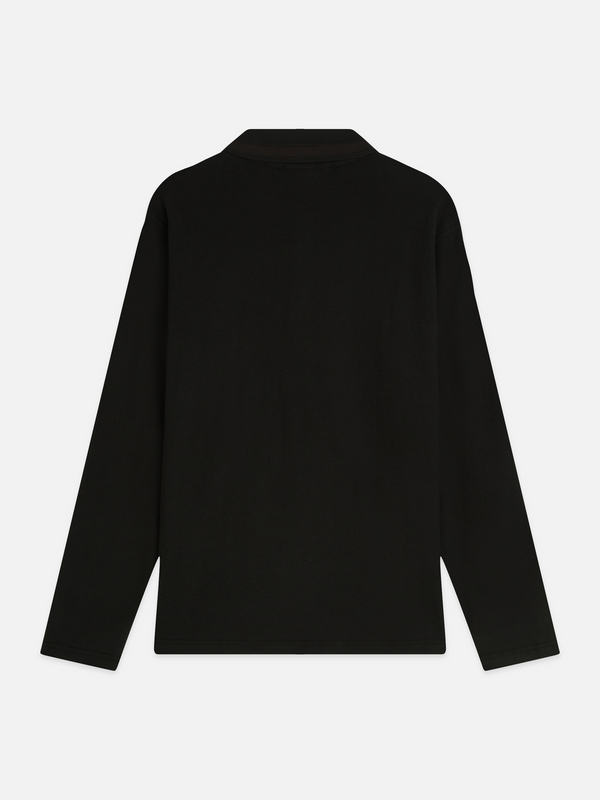 Textured Cotton Long-Sleeve Relaxed Polo