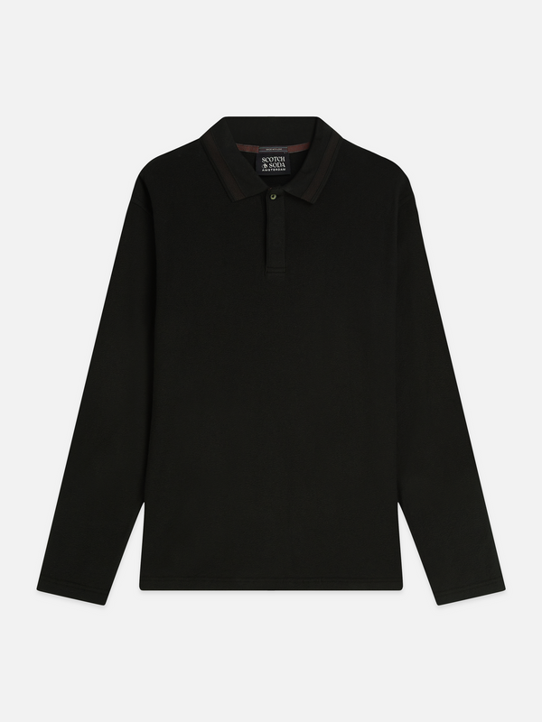 Textured Cotton Long-Sleeve Relaxed Polo