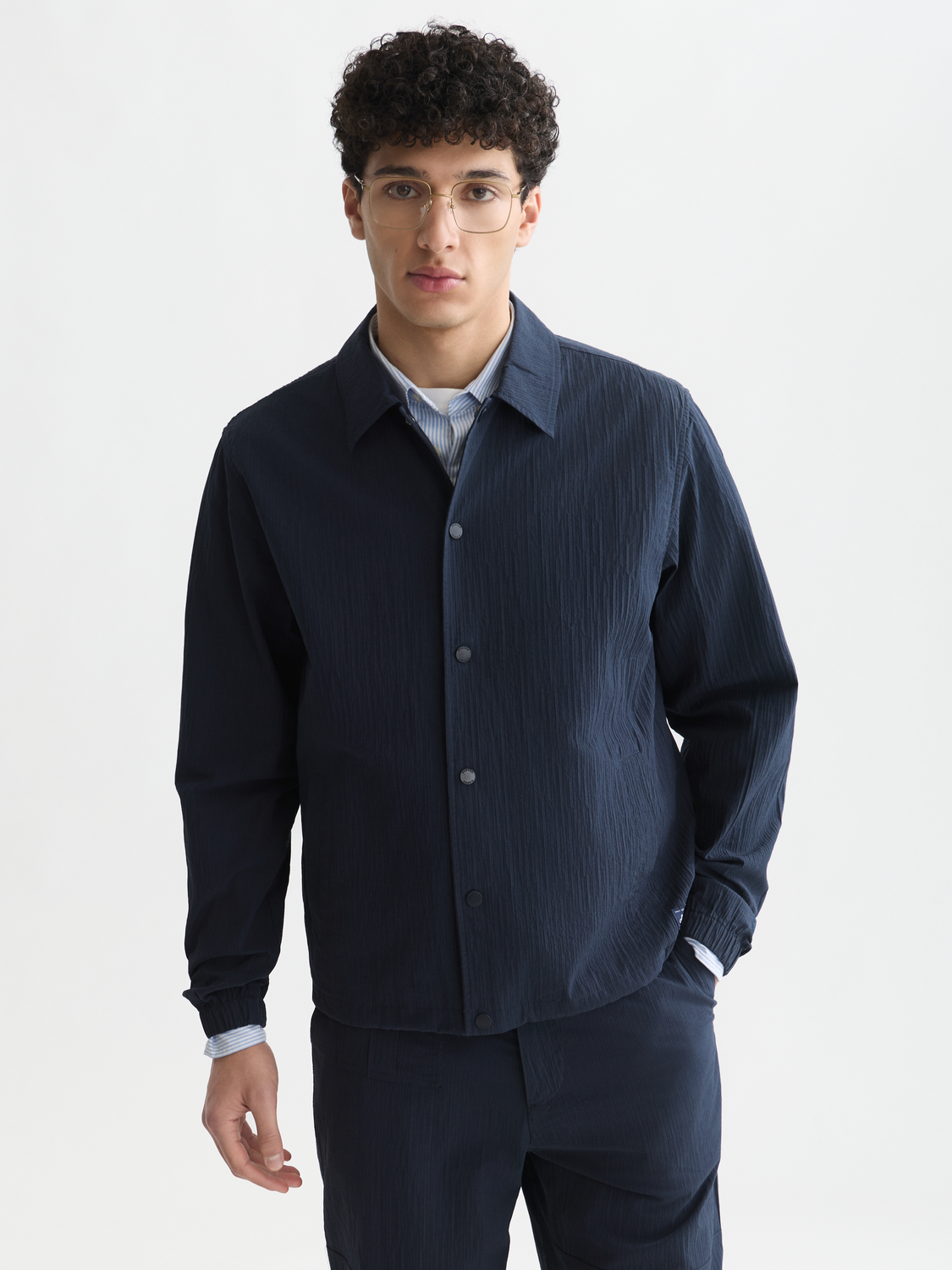 Crinckled Cotton-Blend Coach Jacket
