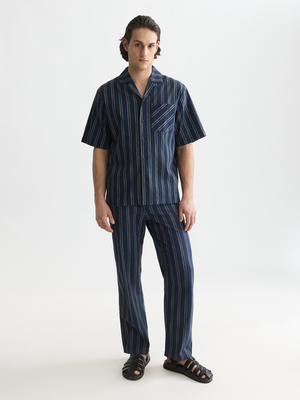 Striped Linen Relaxed-Fit Short-Sleeved Shirt