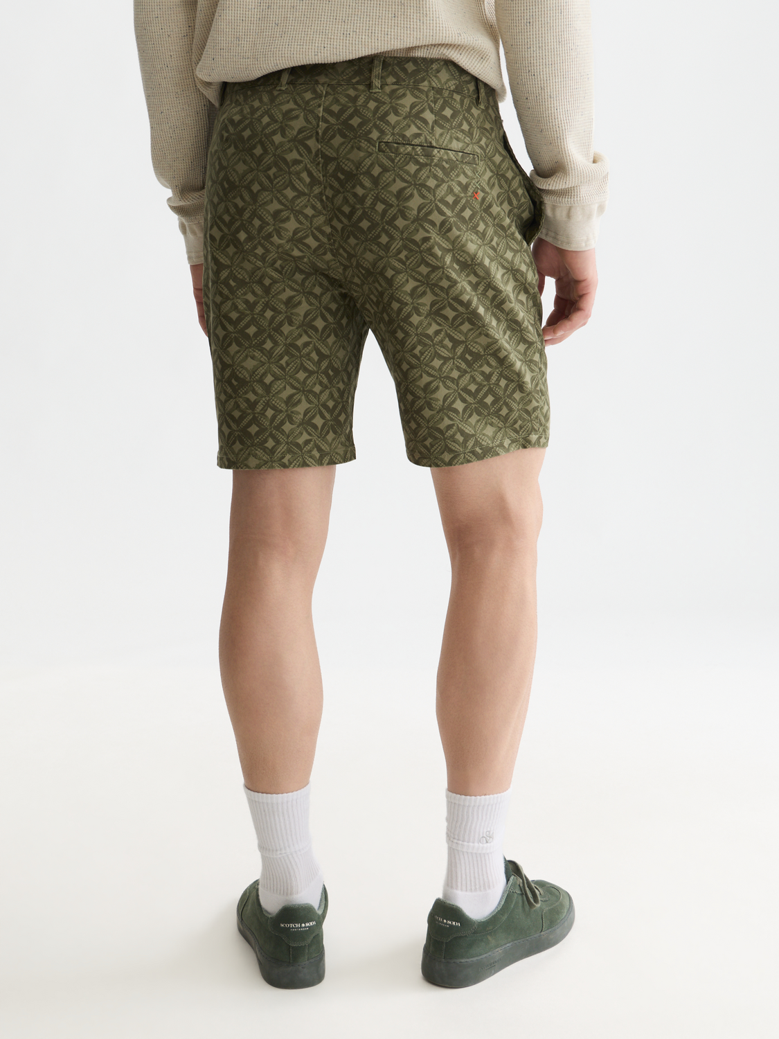 Stuart Garment-Dye Cotton Twill Printed Shorts