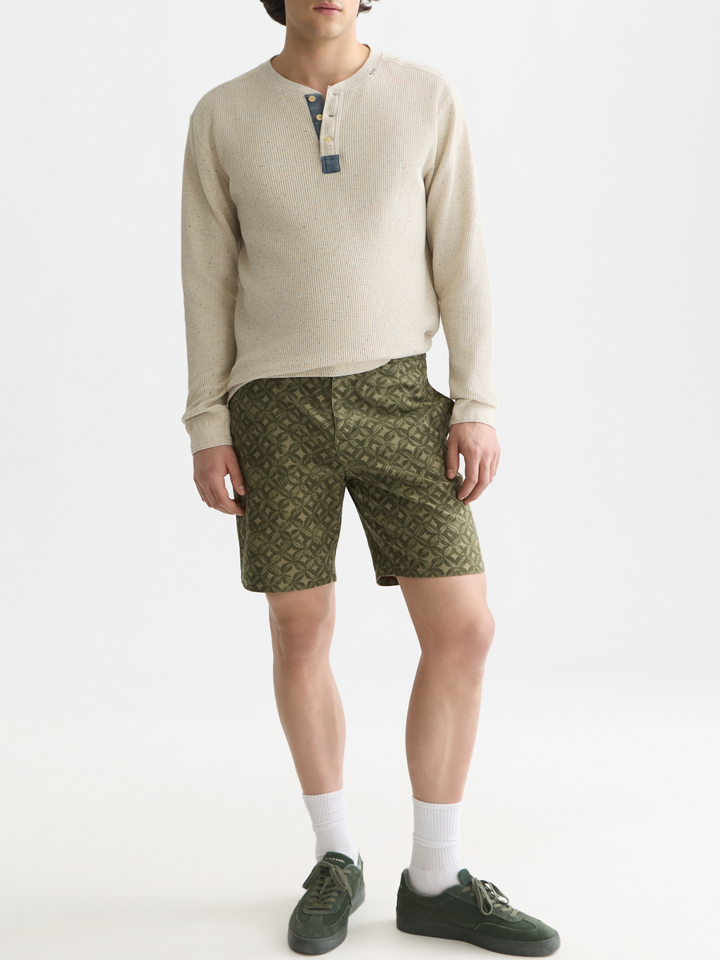 Stuart Garment-Dye Cotton Twill Printed Shorts