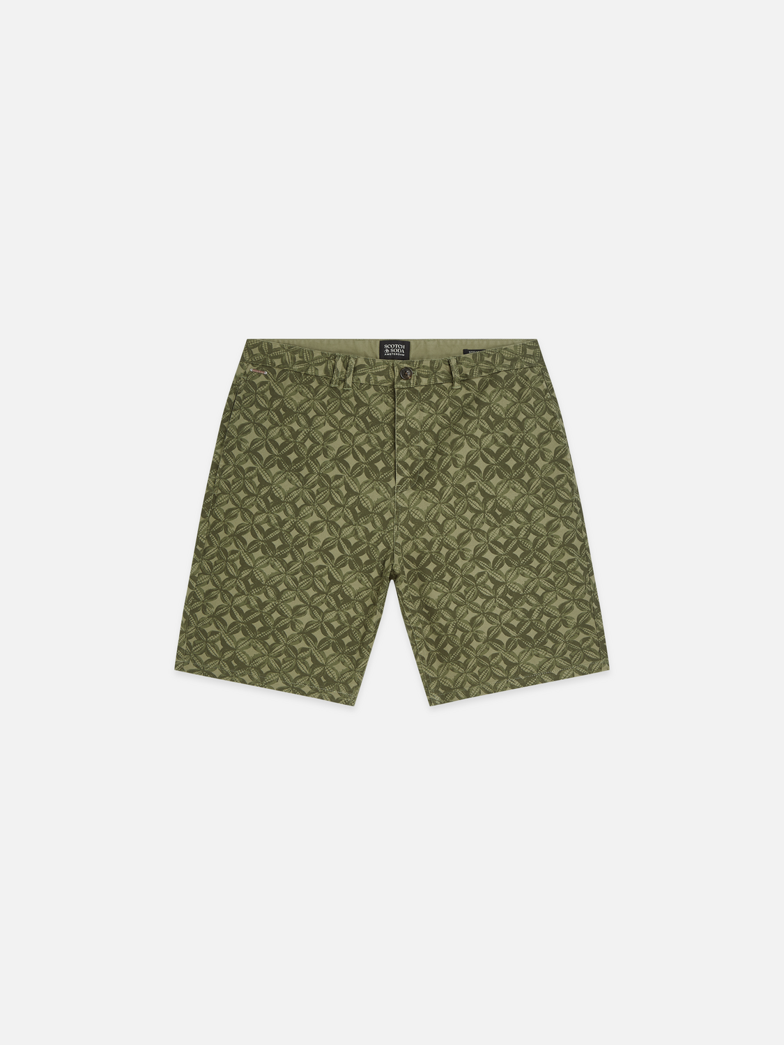 Stuart Garment-Dye Cotton Twill Printed Shorts