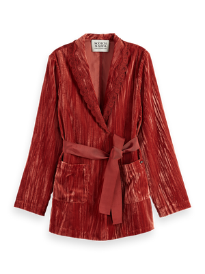 Lace Trimmed Velvet Pyjama Blazer