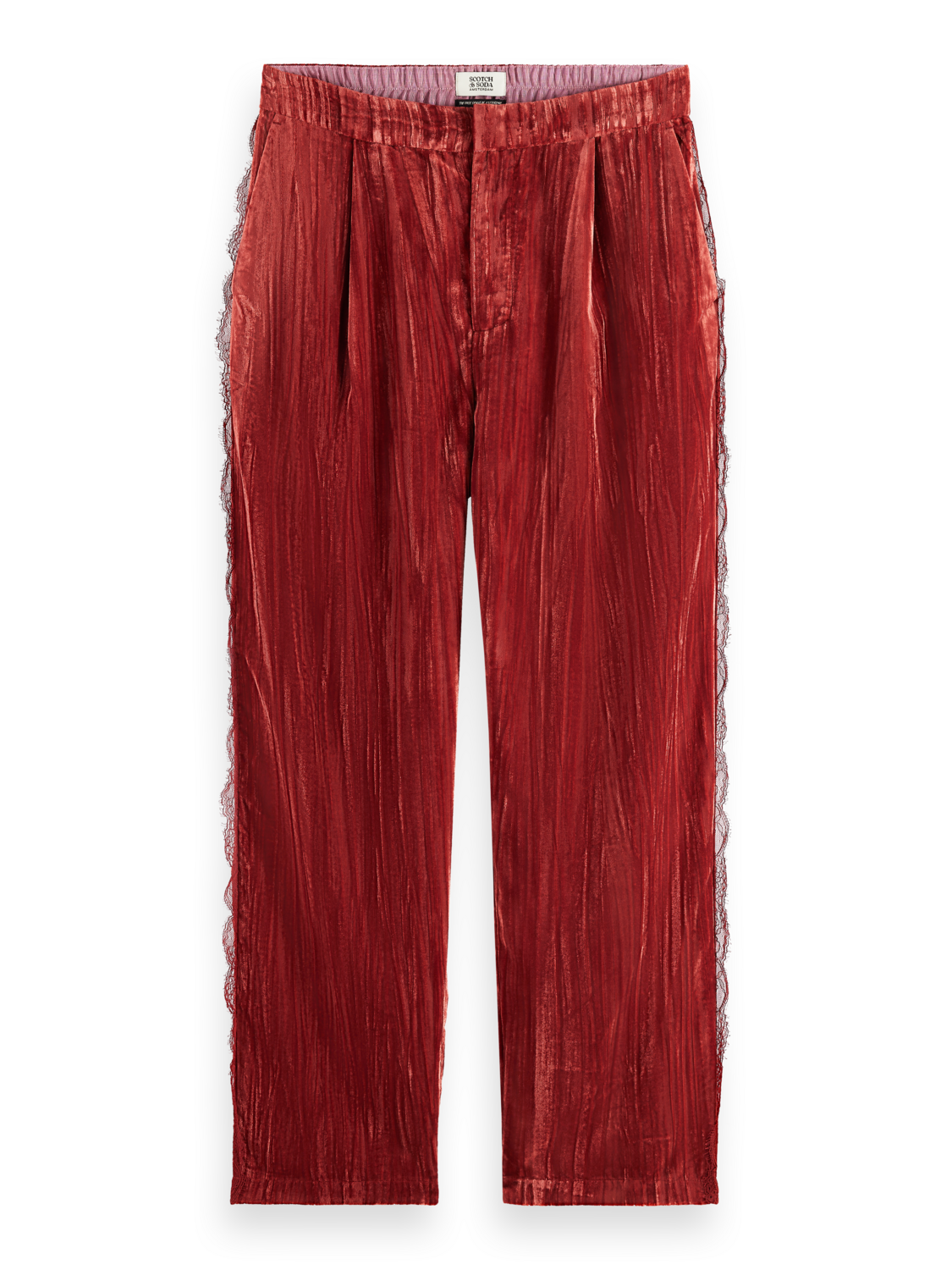 Lace Trimmed Velvet Pant