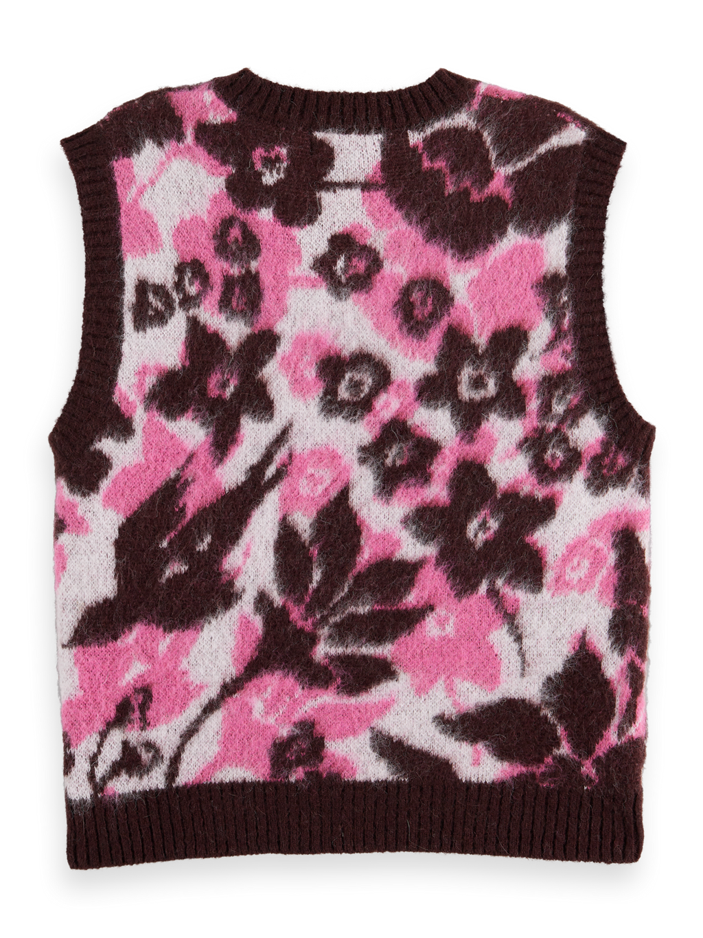 Fuzzy V-Neck Jacquard Spencer