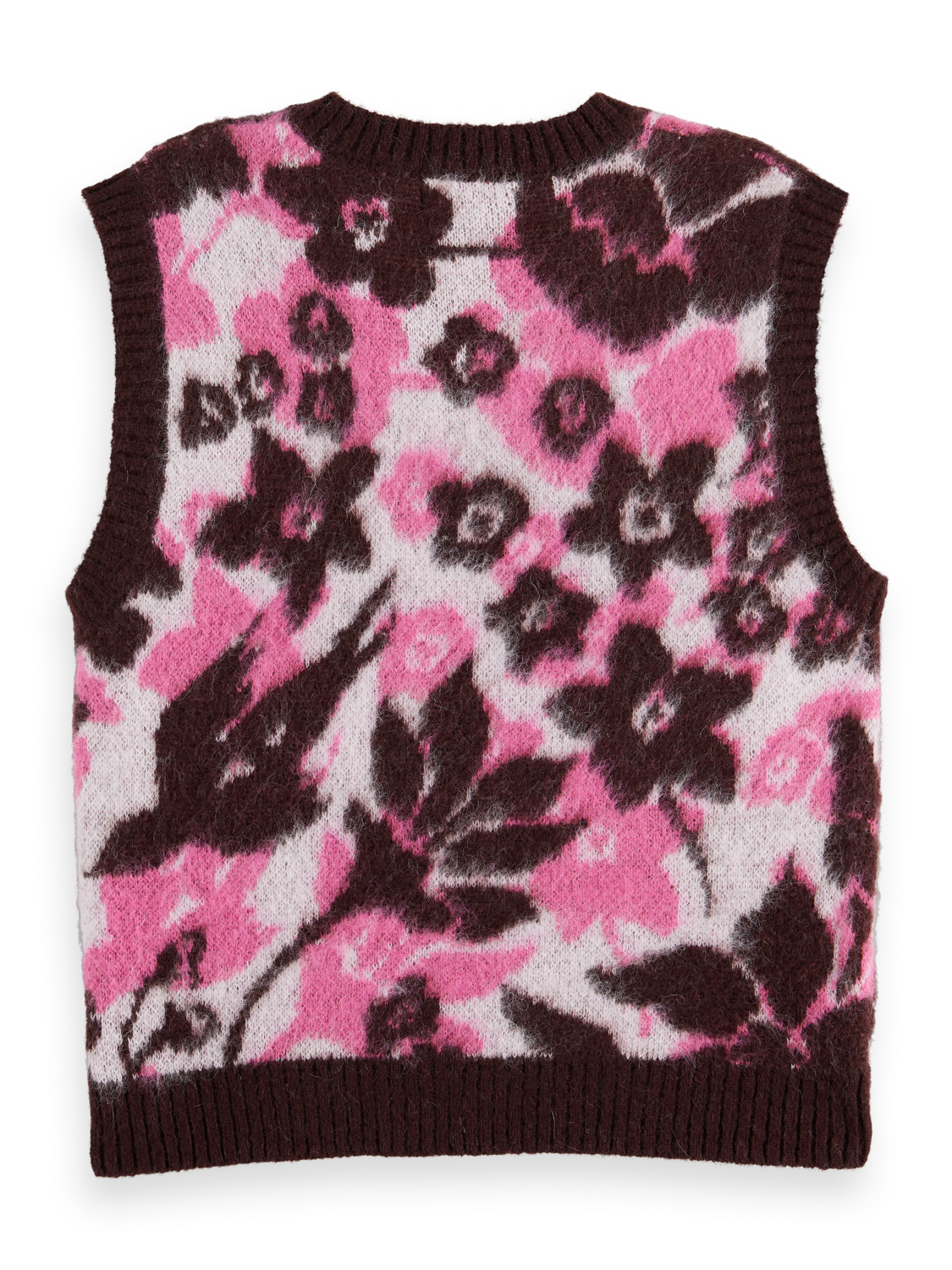 Fuzzy V-Neck Jacquard Spencer