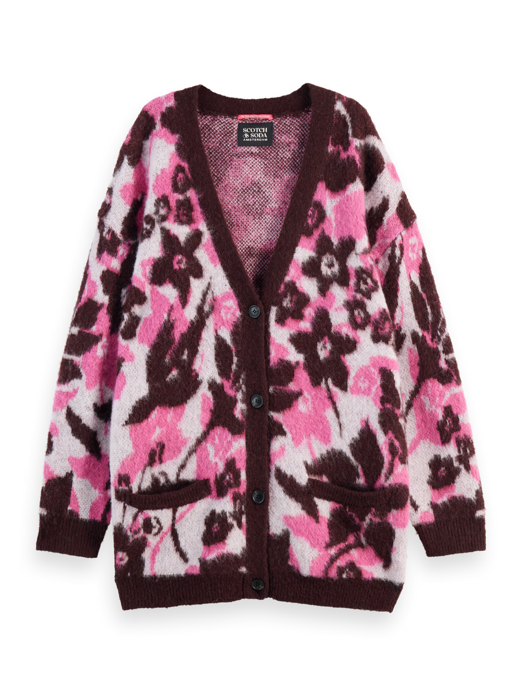 Fuzzy Jacquard Mid Length Cardigan
