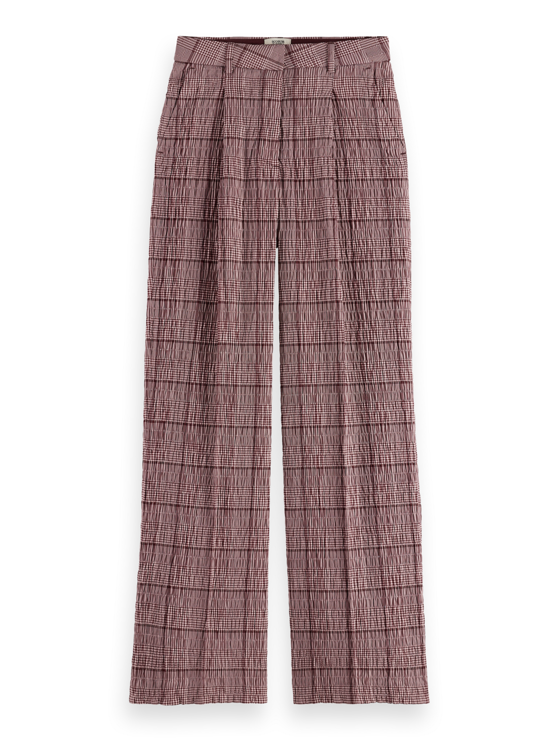 Rose High-Rise Wide-Leg Prince Of Wales Seersucker Pant