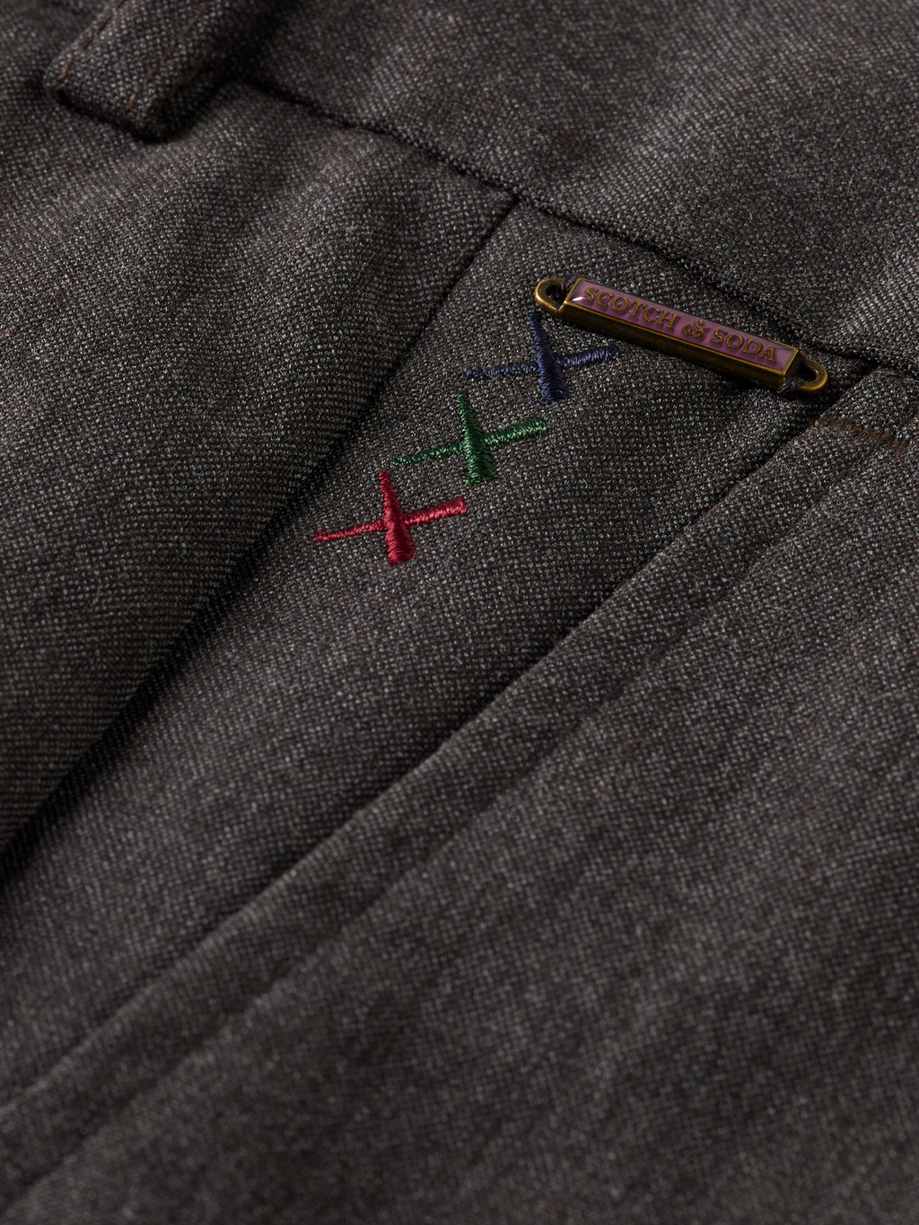 Pocket Detail Wide Fit Melange Chino
