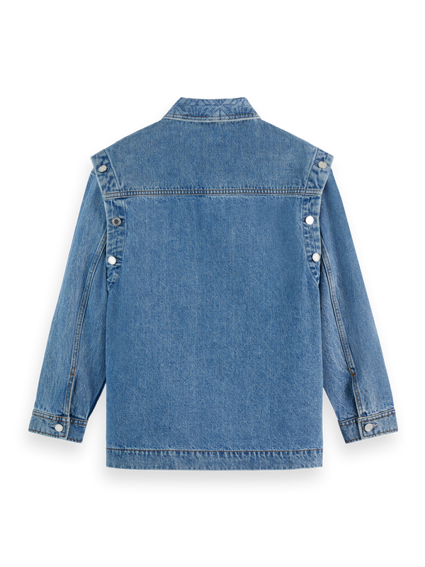 Washed Denim Jacket With Detachable Sleeves