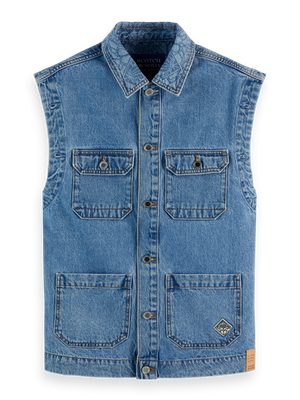 Washed Denim Jacket With Detachable Sleeves