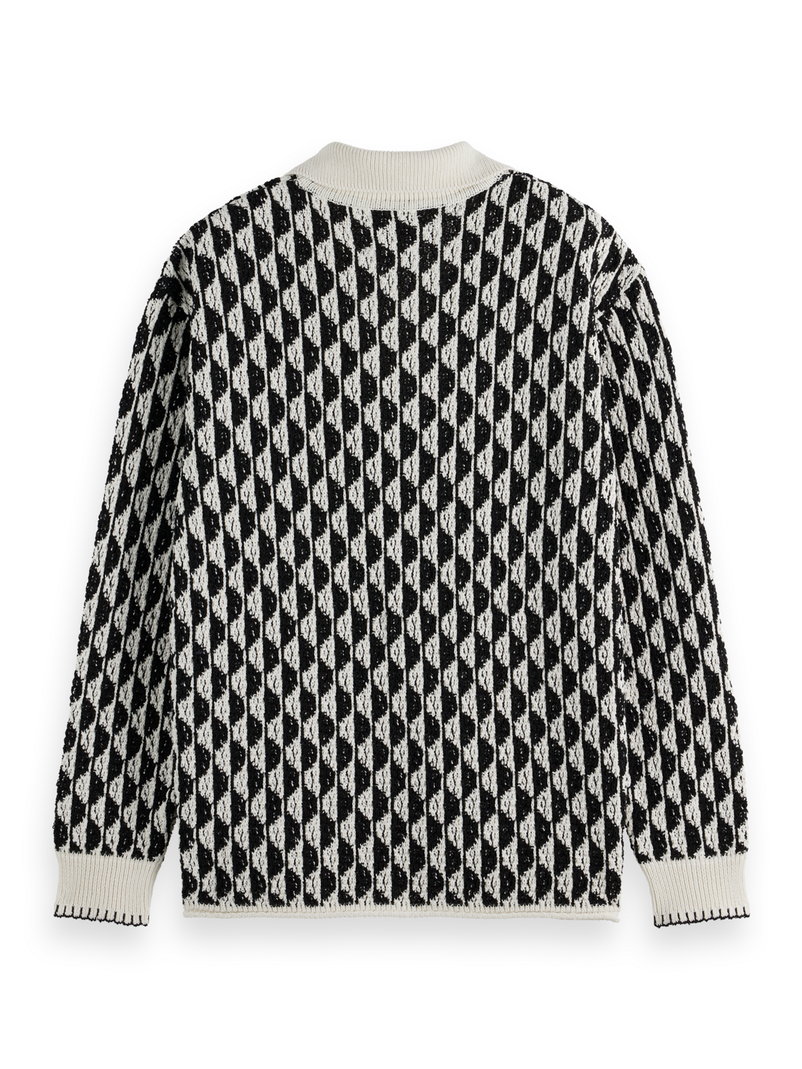 Jacquard Drop Shoulder Long Sleeve Polo