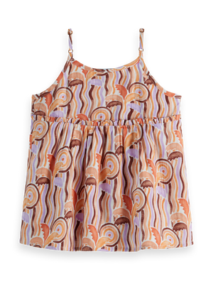 Girls' Crinkle Cotton Printed Tank Top