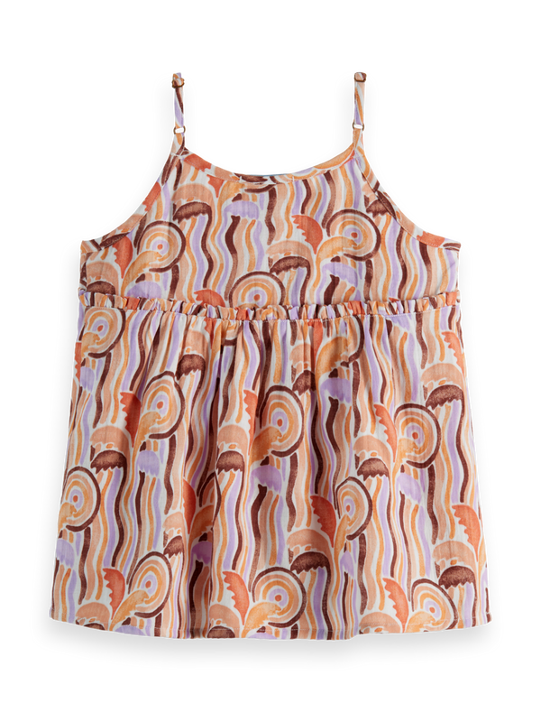 Girls' Crinkle Cotton Printed Tank Top