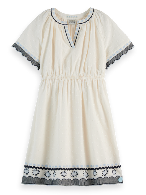 Besticktes V-Ausschnitt-Kleid für Mädchen