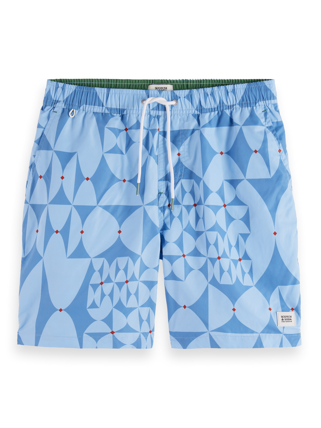 Diamond Printed Mid-Length Swim Shorts
