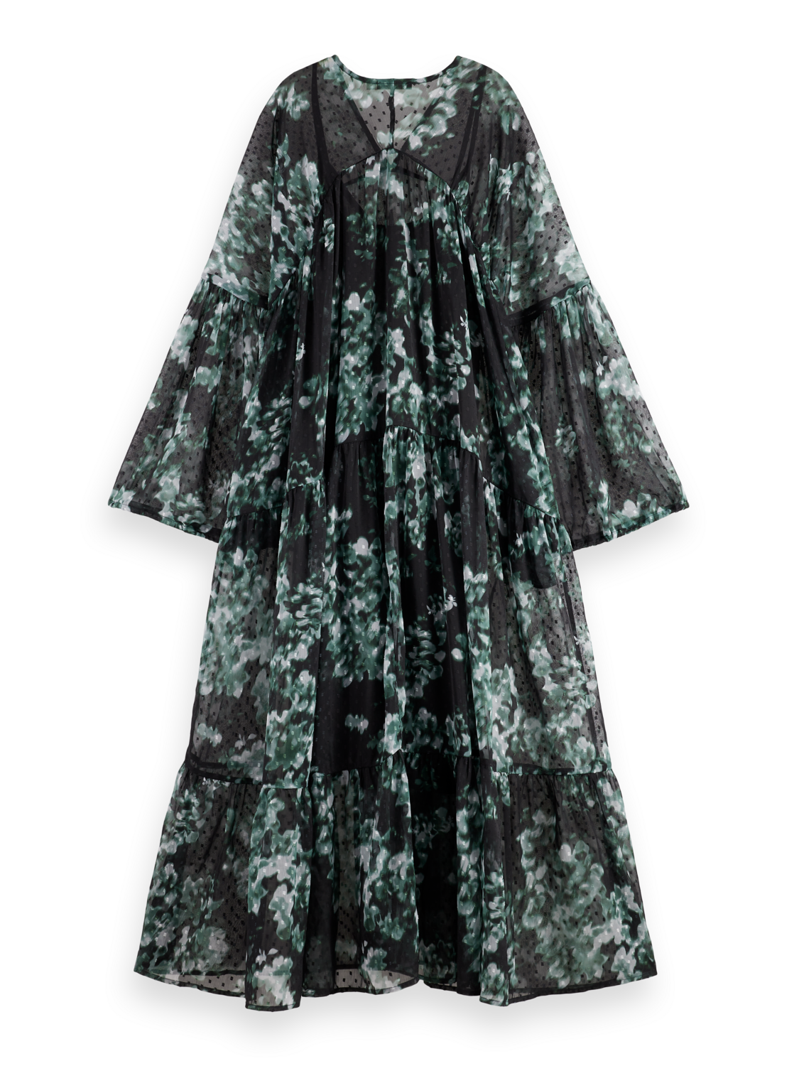 Floral Printed Fil Coupe Maxi Dress